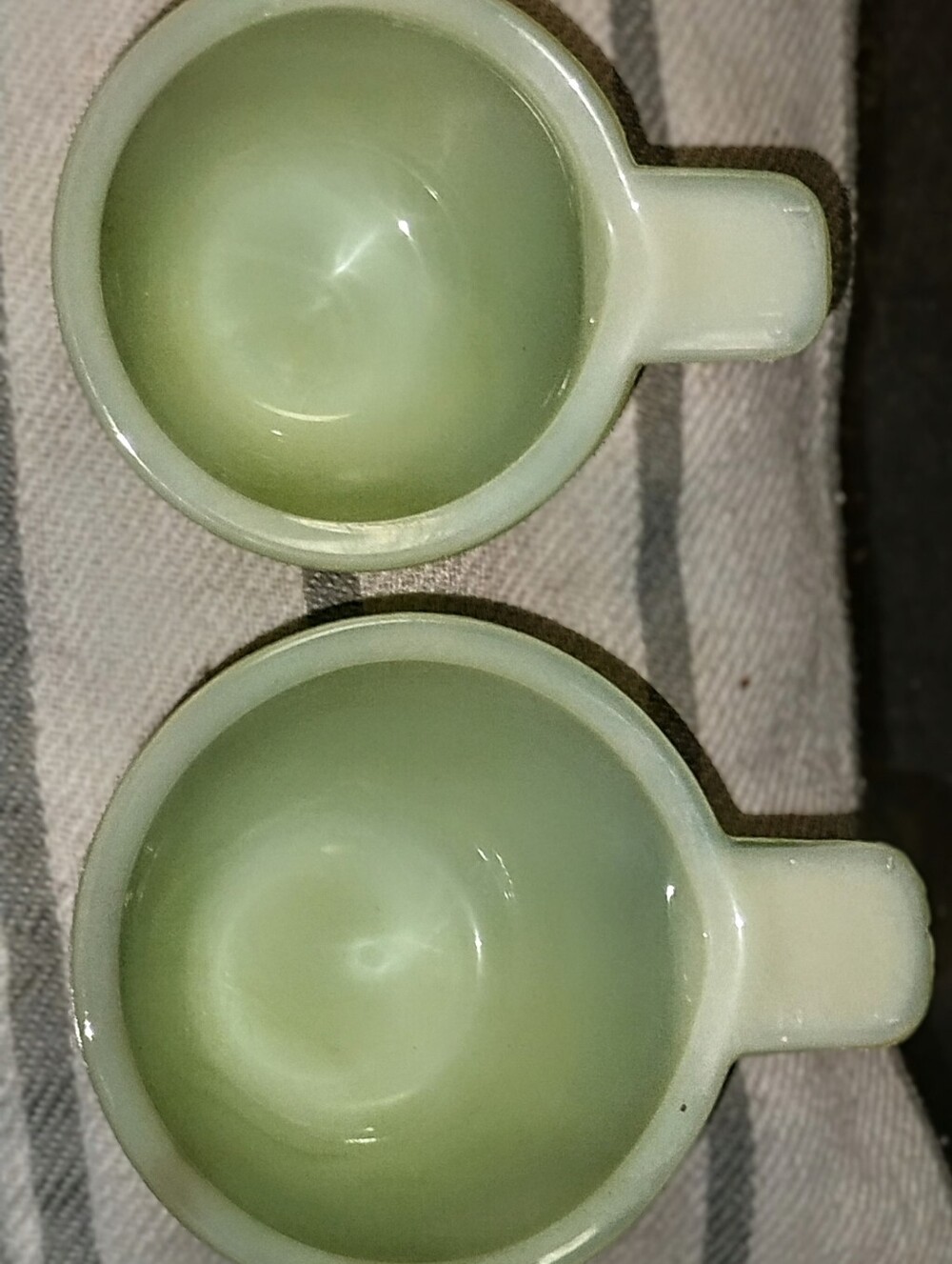 Vintage Jeannette Jadeite Glass Measuring Cups 1/2 Cup & 1/4 Cup Set 1930s
